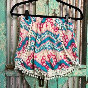 Printed Pom Pom Shorts
